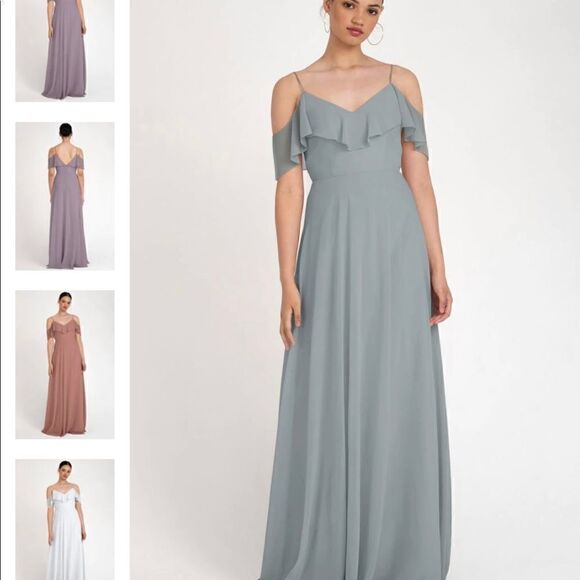 NWT - Jenny Yoo Mika Bridesmaid Dress Mineral Luxe Chiffon - Picture 2 of 5